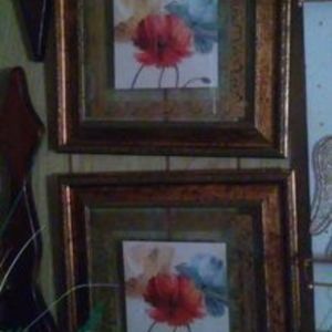 PAIR BEAUTIFUL FLOWER WALL ART